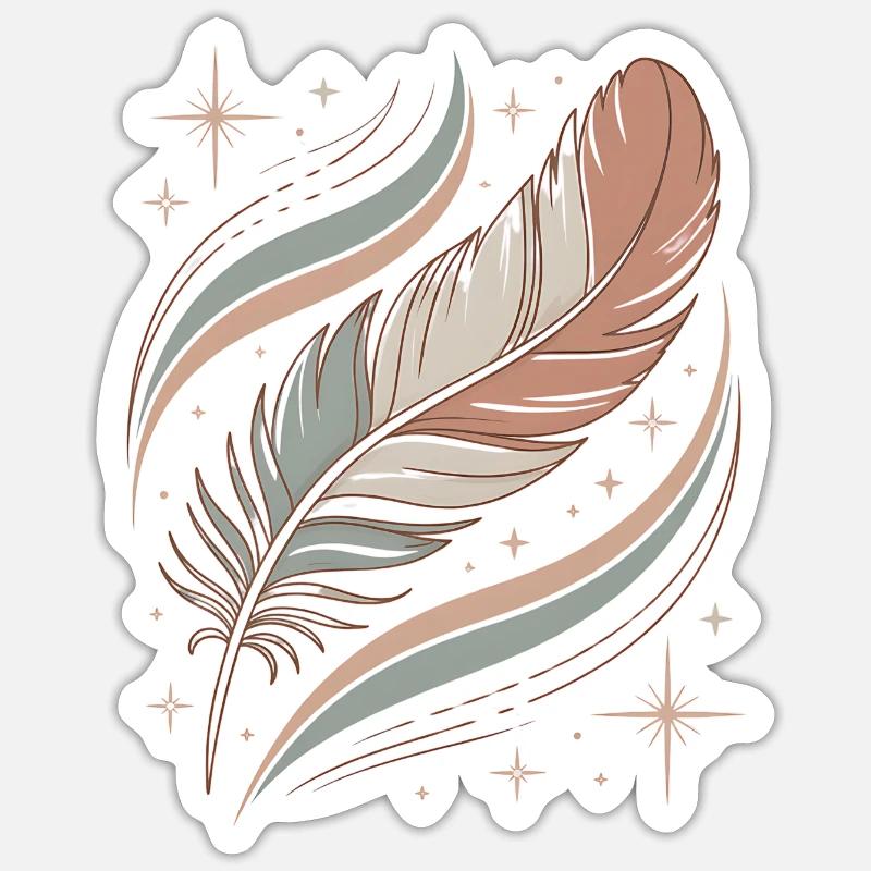 Boho Soul Feather - Sticker size S (10 x 10 cm) - white matte