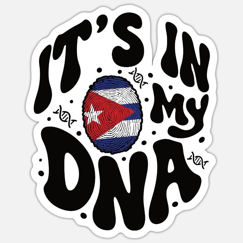 ADN cubain Cuba Drapeau hispanique - Sticker taille S (10 x 10 cm) - blanc mat