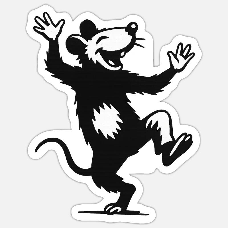 Cheerful dancing mouse - Sticker size S (10 x 10 cm) - white matte
