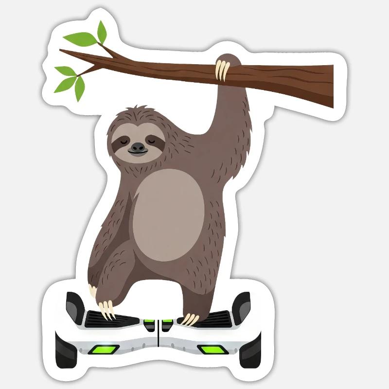 Sloth Chilling Hoverboard Cartoon Technique Same Sticker size S (10 x 10 cm)