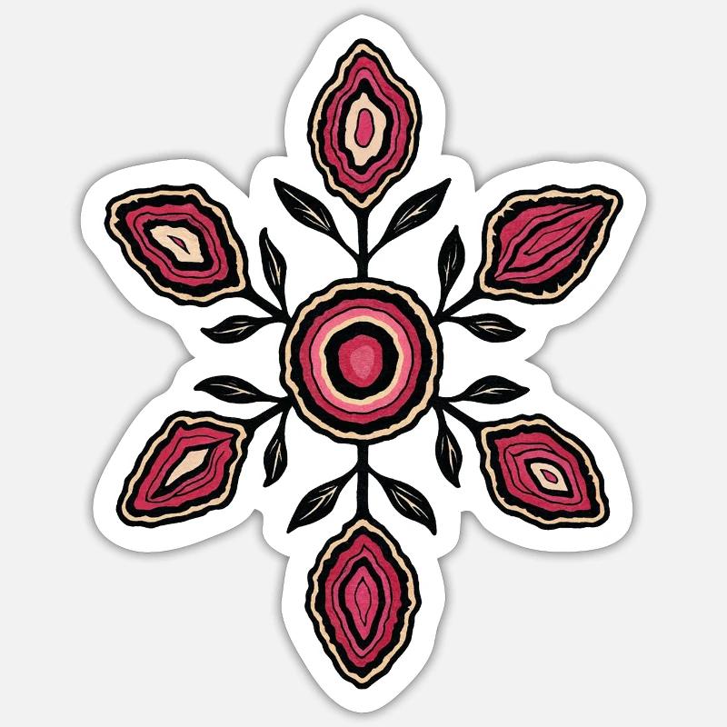 Rose Petal Mandala Pattern - Sticker size S (10 x 10 cm) - white matte