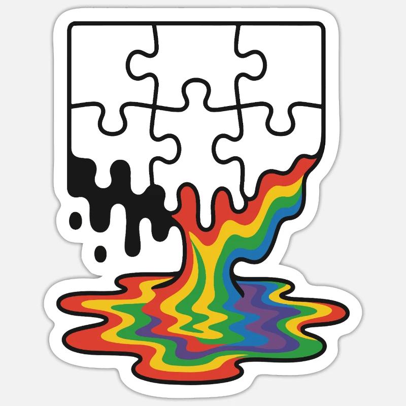 Rainbow Melt Puzzle Splash - Sticker taille S (10 x 10 cm) - blanc mat
