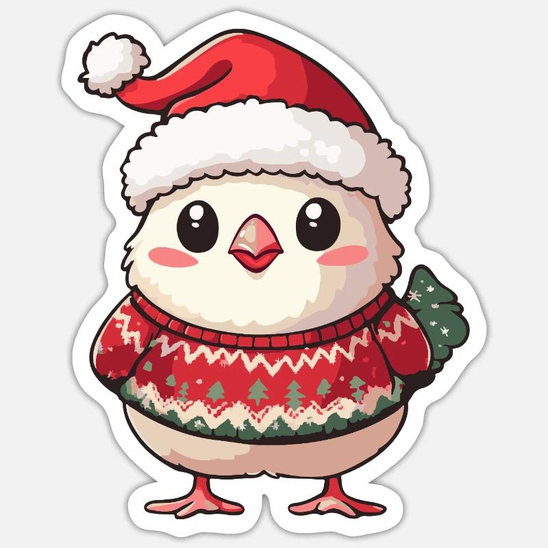 Poulet de Noël Sticker taille S (10 x 10 cm)