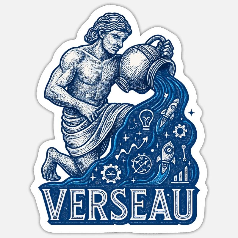 Wassermann Sternzeichen - Astrologie - Sticker Größe S (10 x 10 cm) - Mattweiß