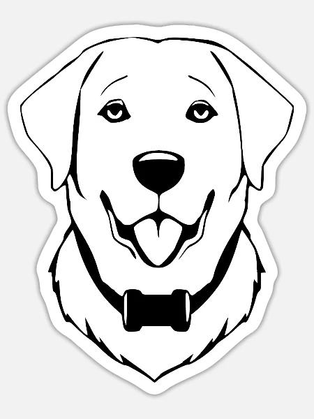 Golden Retriever Hunde T-shirt Hundekopf Geschenk - Sticker Größe S (10 x 10 cm) - Mattweiß