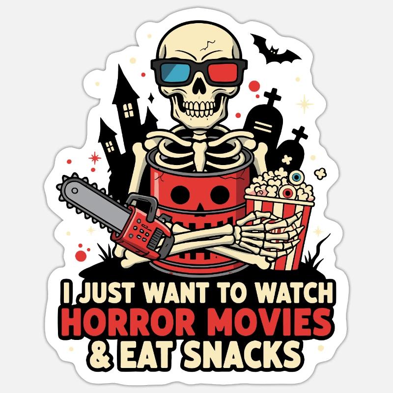 Skeleton Popcorn Horror Snack Sticker size S (10 x 10 cm)