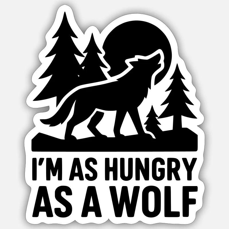 hungry wolf hungrig - Sticker Größe S (10 x 10 cm) - Mattweiß
