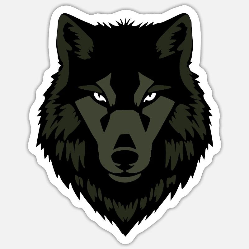 Wolf_grau_T shirt_Geschenk_Jaeger - Sticker taille S (10 x 10 cm) - blanc mat