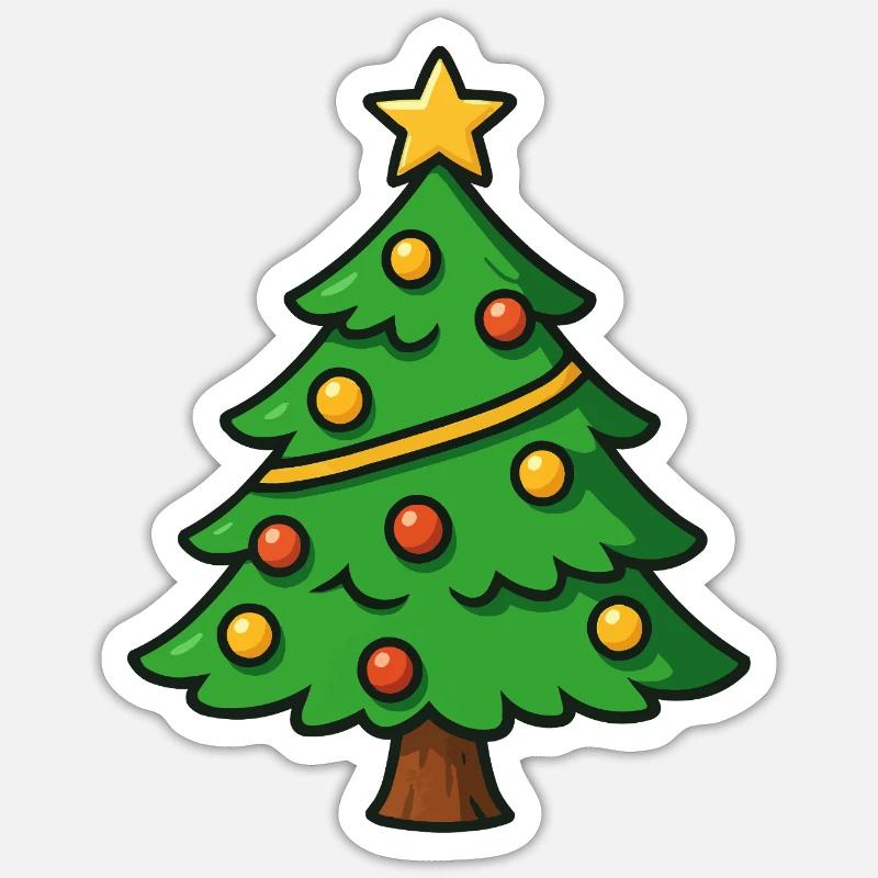 Sapin de Noël avec étoile - Sticker taille S (10 x 10 cm) - blanc mat