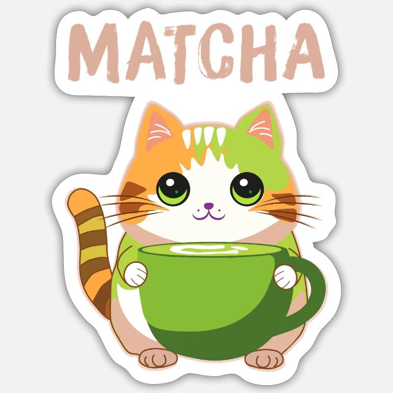 Matcha Katze Sticker Größe S (10 x 10 cm)
