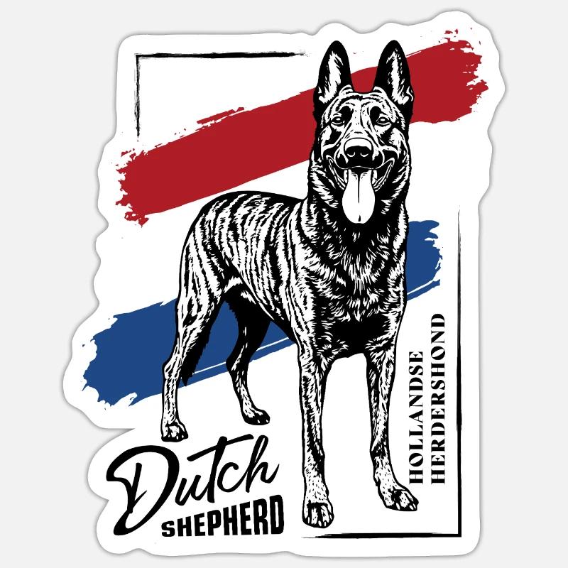 Berger hollandais - Dutchie - Sticker taille S (10 x 10 cm) - blanc mat