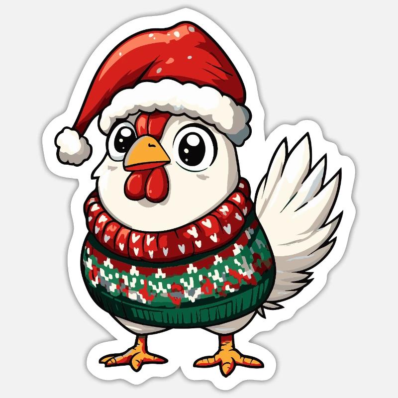Noël de Coq - Sticker taille S (10 x 10 cm) - blanc mat