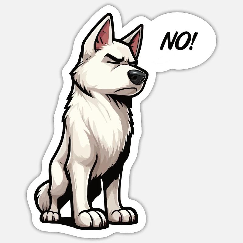 No Weißer Schäferhund Schäferhund Schäferhunde - Sticker Größe S (10 x 10 cm) - Mattweiß