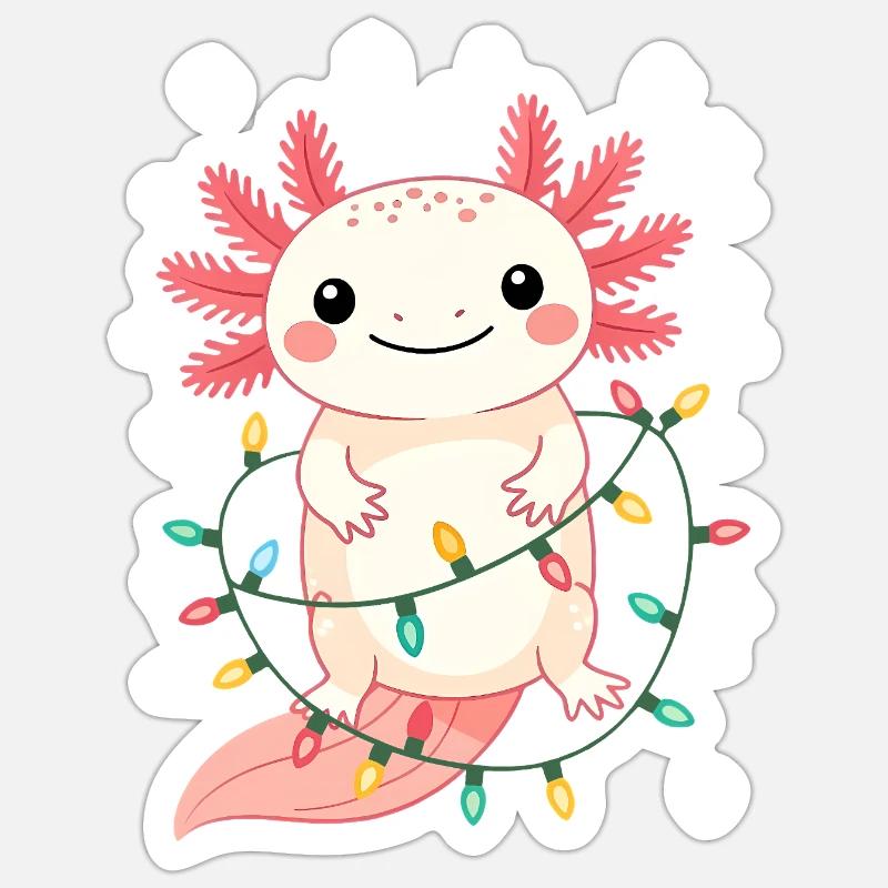 Pull de Noël Axolotl Drôle Mignon - Sticker taille S (10 x 10 cm) - blanc mat