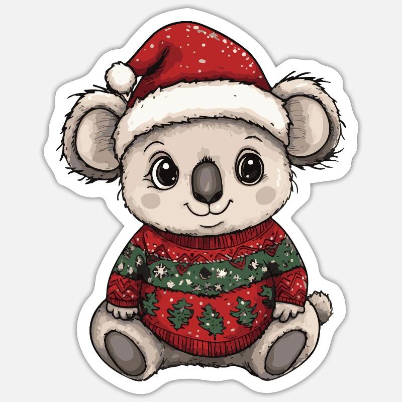 Koala Christmas Xmas - Sticker size S (10 x 10 cm) - white matte