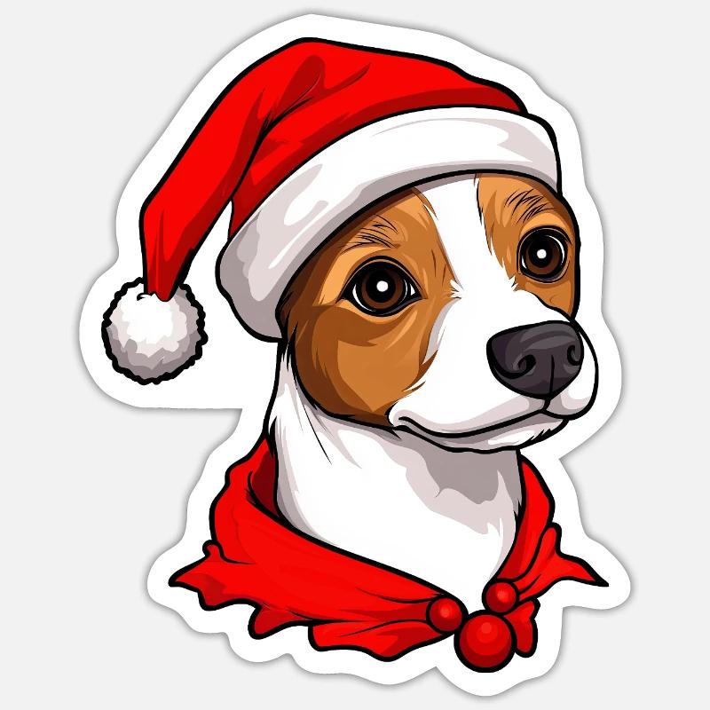 Jack Russell Terrier Noël Sticker taille S (10 x 10 cm)