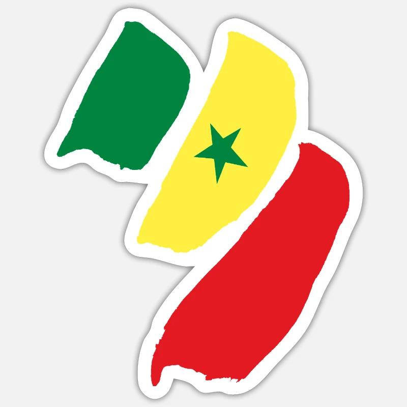 drapeau du Sénégal - Sticker taille S (10 x 10 cm) - blanc mat