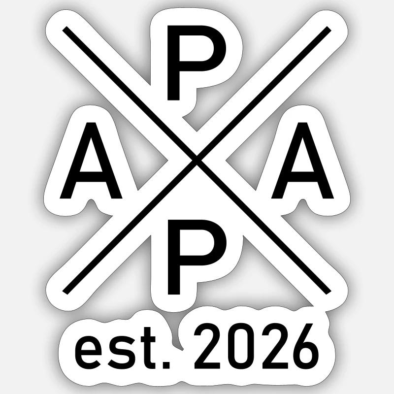 Papa est. 2026 - Sticker Größe S (10 x 10 cm) - Mattweiß