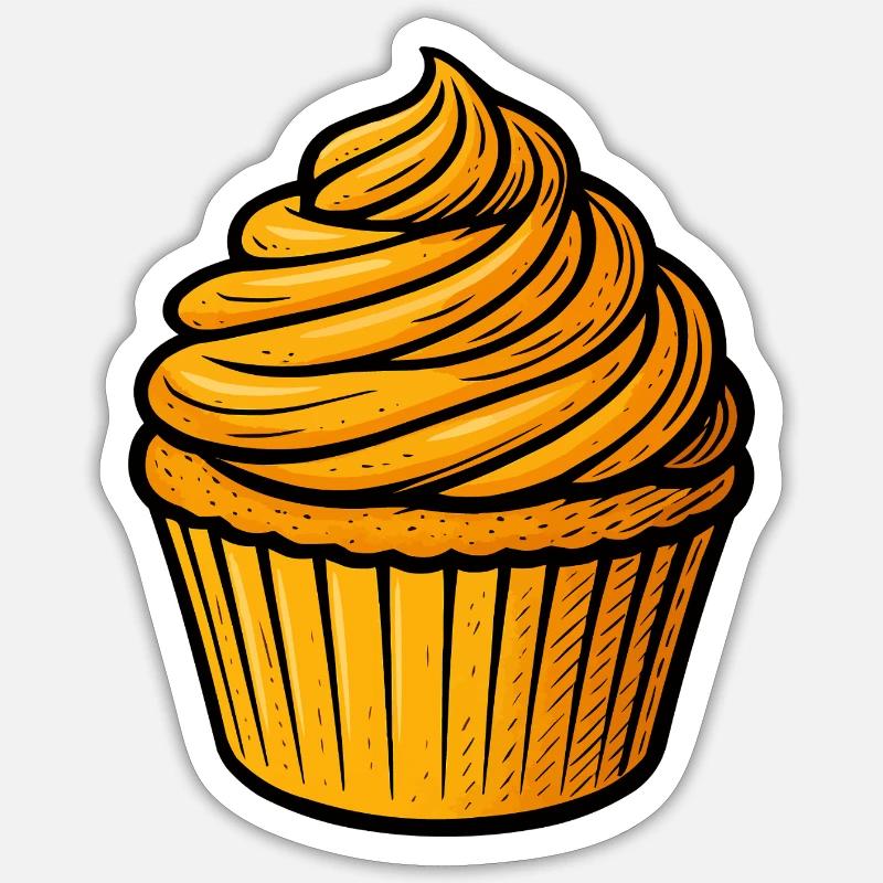 Spirale dorée de cupcakes - Sticker taille S (10 x 10 cm) - blanc mat