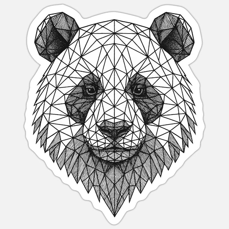 Geometric Panda Grid Art - Sticker size S (10 x 10 cm) - white matte