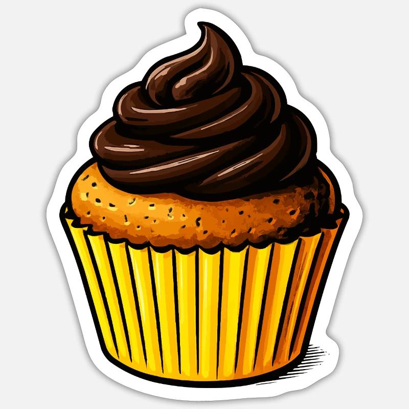 Illustration de cupcakes au chocolat - Sticker taille S (10 x 10 cm) - blanc mat