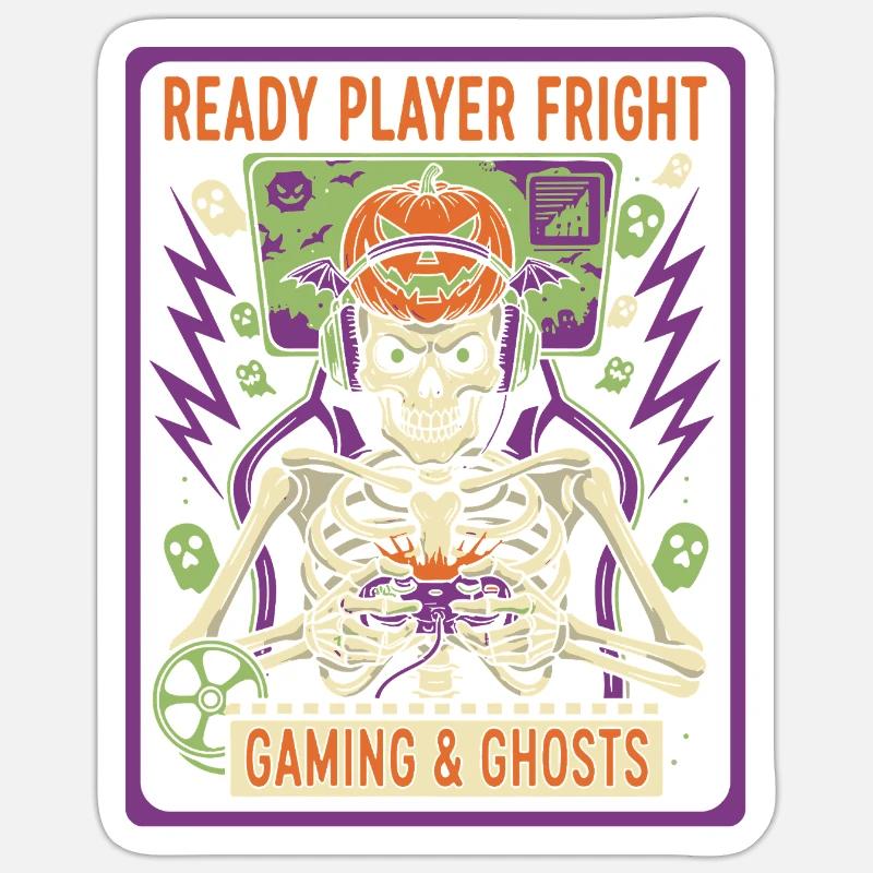 Gaming & Ghosts Skeleton - Sticker size S (10 x 10 cm) - white matte