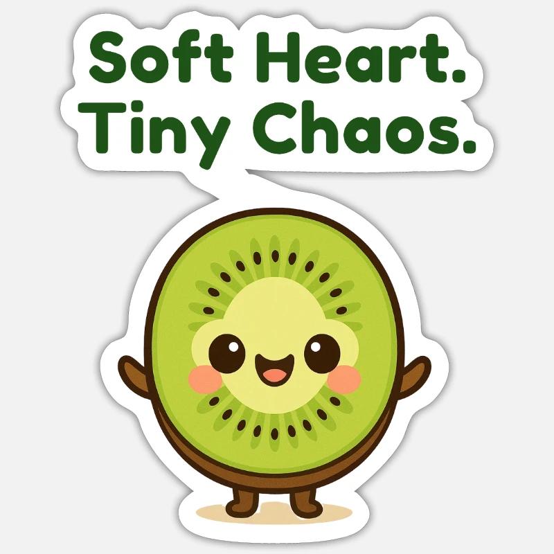 Softe Herz Tiny Chaos Kiwi - Sticker Größe S (10 x 10 cm) - Mattweiß