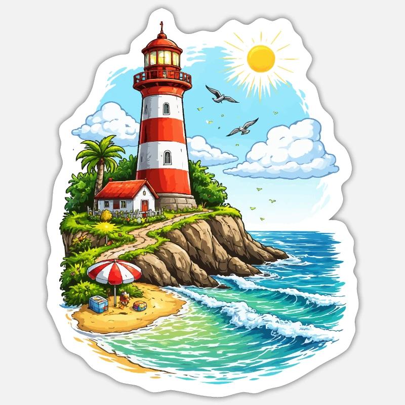 Phare Paradis Côtier Sticker taille S (10 x 10 cm)