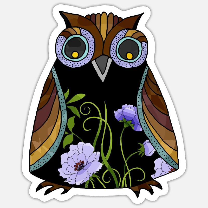 Eule - Sticker Größe S (10 x 10 cm) - Mattweiß