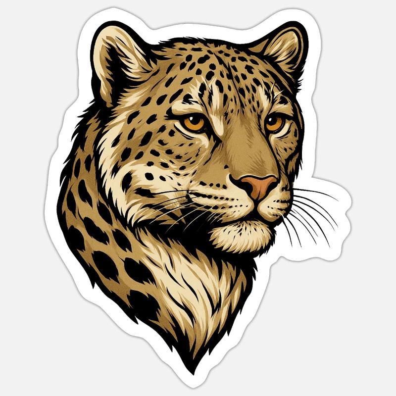 Leopard Head Illustration - Sticker size S (10 x 10 cm) - white matte