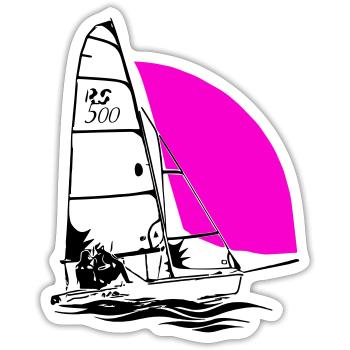 RS 500 Régate de dériveurs à voile voile de couleur - Sticker taille S (10 x 10 cm) - blanc mat - Devant