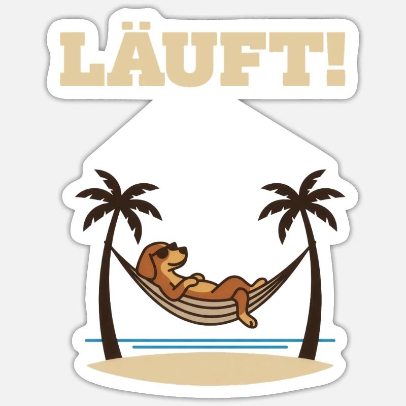 Course – Chien dans le hamac Sticker taille S (10 x 10 cm)