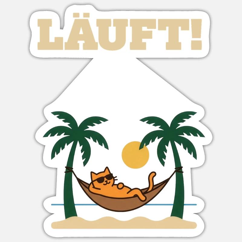Course – Chat en mode vacances Sticker taille S (10 x 10 cm)