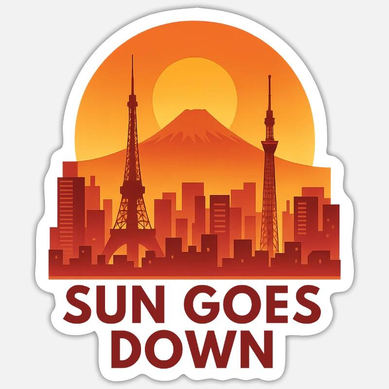 Skyline du coucher de soleil - Sticker taille S (10 x 10 cm) - blanc mat