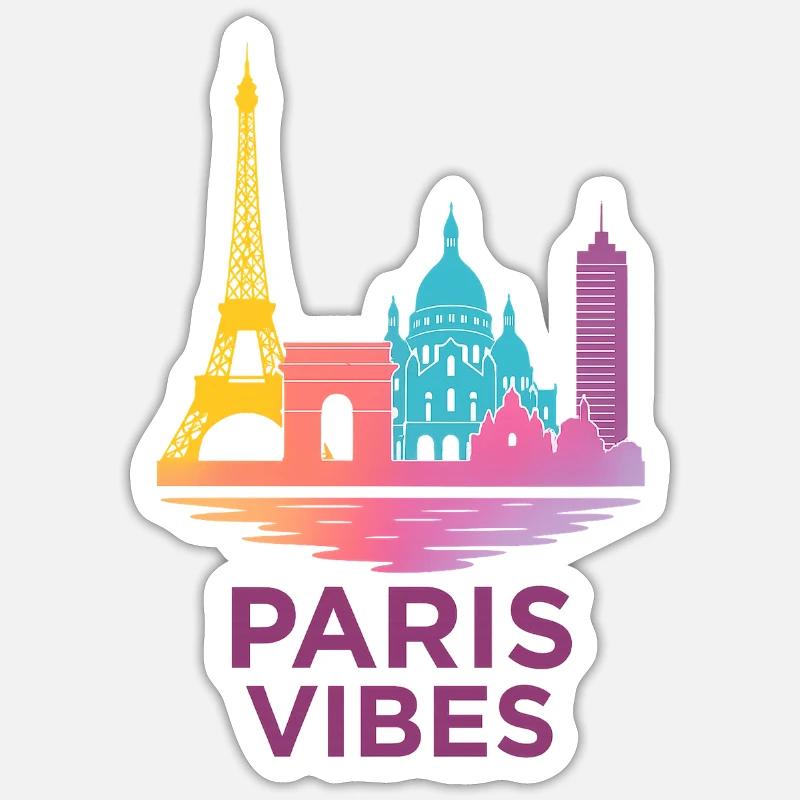 Paris Vibes Gradient Skyline - Sticker size S (10 x 10 cm) - white matte