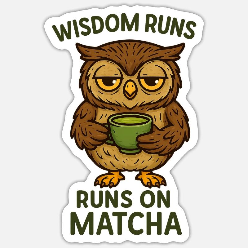 Matcha Owl / Eagle Owl - Sticker size S (10 x 10 cm) - white matte