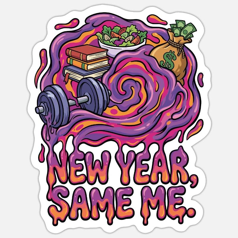 Nouvelle année, la même moi - Sticker taille S (10 x 10 cm) - blanc mat