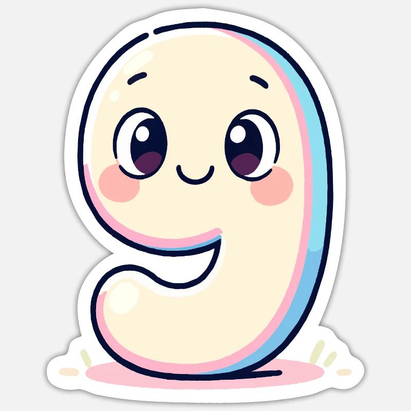 Number 9 Smiling Pastel - Sticker size S (10 x 10 cm) - white matte