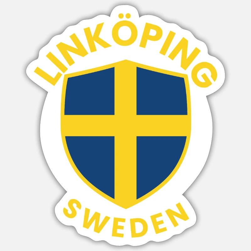 Linköping Suède Shield Tee - Sticker taille S (10 x 10 cm) - blanc mat