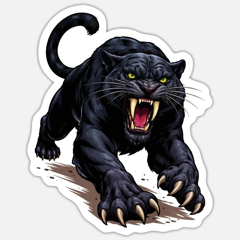 Schwarzer Panther Angriff Sticker Größe S (10 x 10 cm)