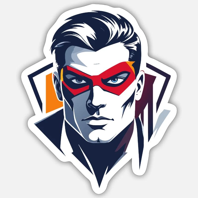 Heldenportrait Rote Maske Comic Superheld Zeichen Sticker Größe S (10 x 10 cm)