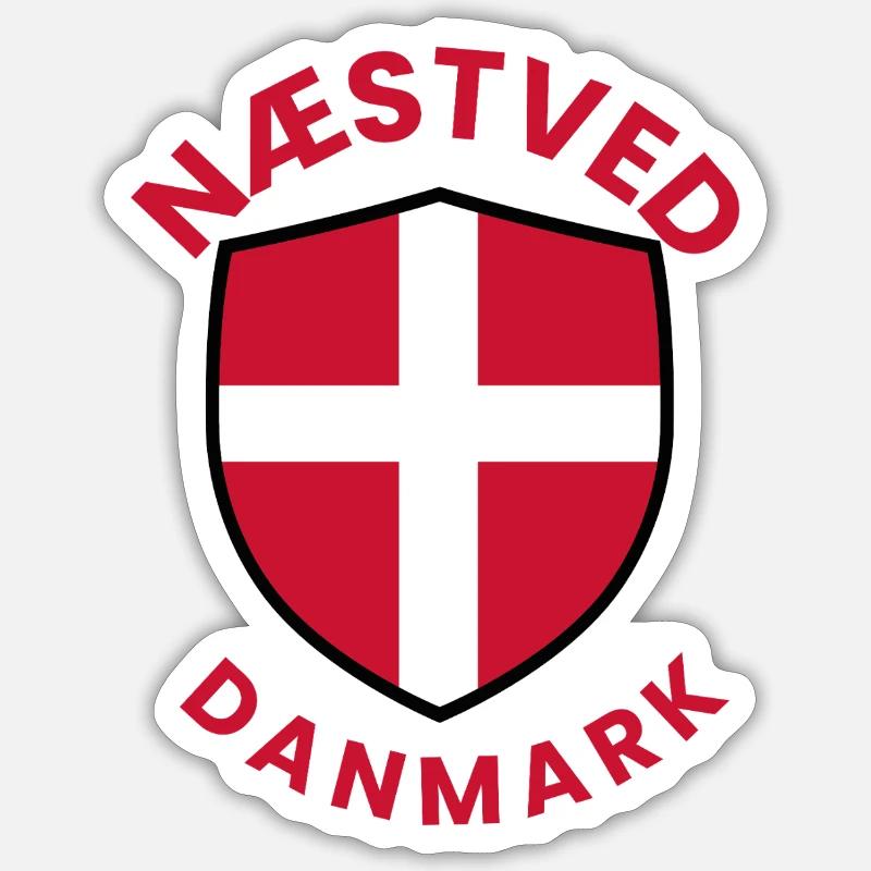 Nästved Denmark Flag Shield - Sticker size S (10 x 10 cm) - white matte