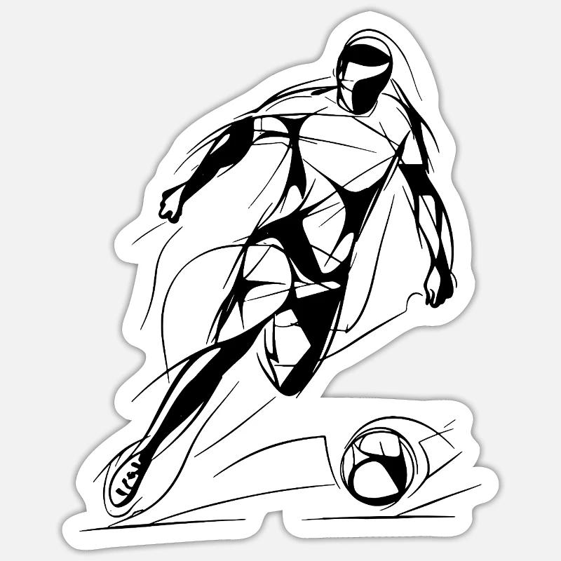 Soccer Player Drawing - Sticker size S (10 x 10 cm) - white matte