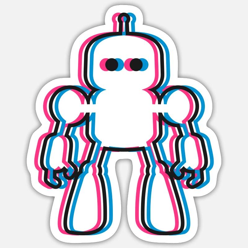 Robot 3D Effect AI Sci-Fi - Sticker size S (10 x 10 cm) - white matte