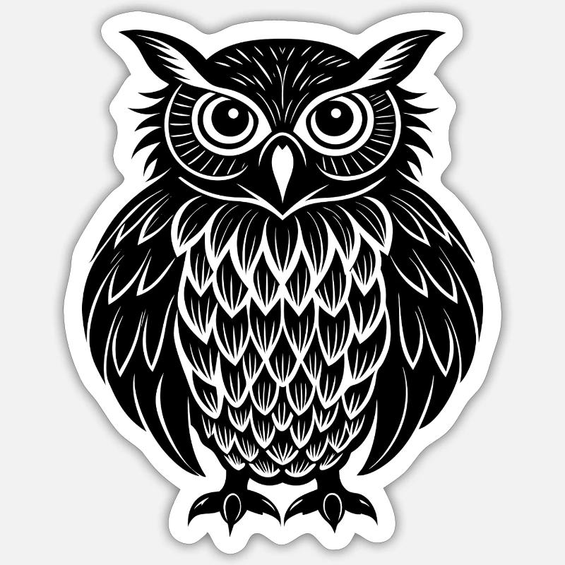 Eule - Sticker Größe S (10 x 10 cm) - Mattweiß