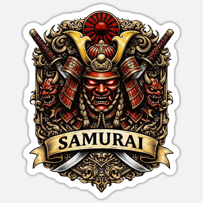 Samurai Crest Warrior Art - Sticker size S (10 x 10 cm) - white matte
