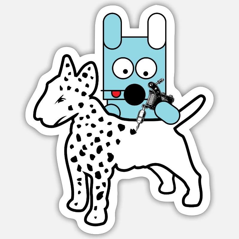 Blauer Bot-Hund mit Spritze Sticker Größe S (10 x 10 cm)