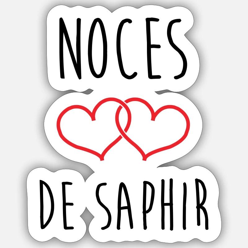 Saphirhochzeit 16 Jahre Ehe - Sticker Größe S (10 x 10 cm) - Mattweiß