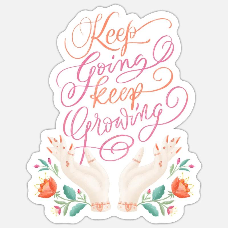 Keep Going. Keep Growing. - Sticker Größe S (10 x 10 cm) - Mattweiß
