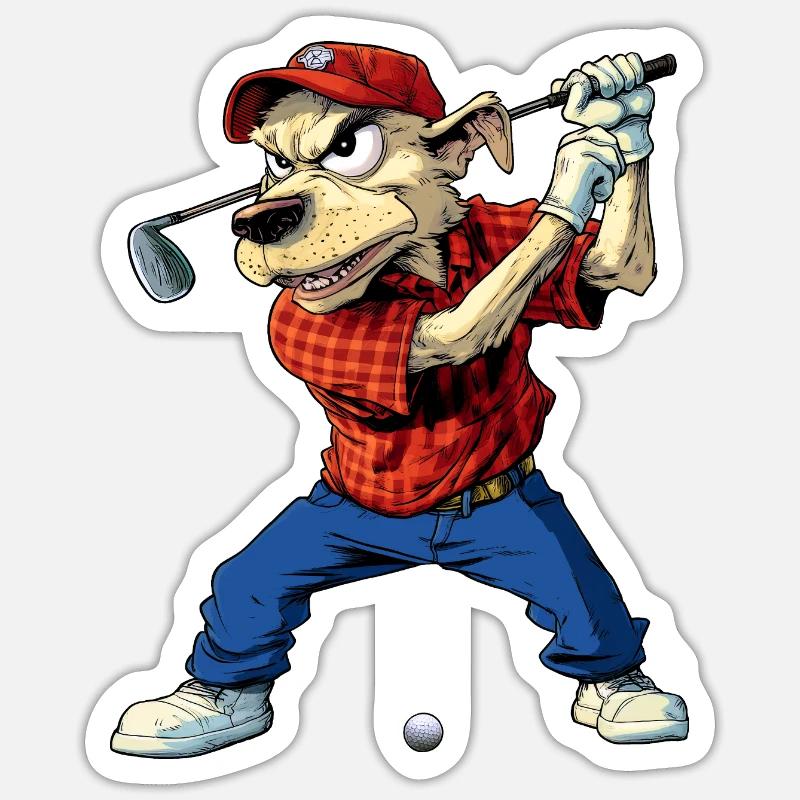 Golf pour chiens - Sticker taille S (10 x 10 cm) - blanc mat